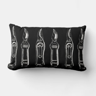 Cojín Lumbar VINTAGE ILUSTRACION Pruners Black White Pillow