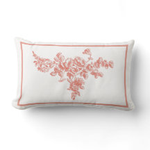 Vintage rosa y blanco Floral Bough Lumbar Pillow