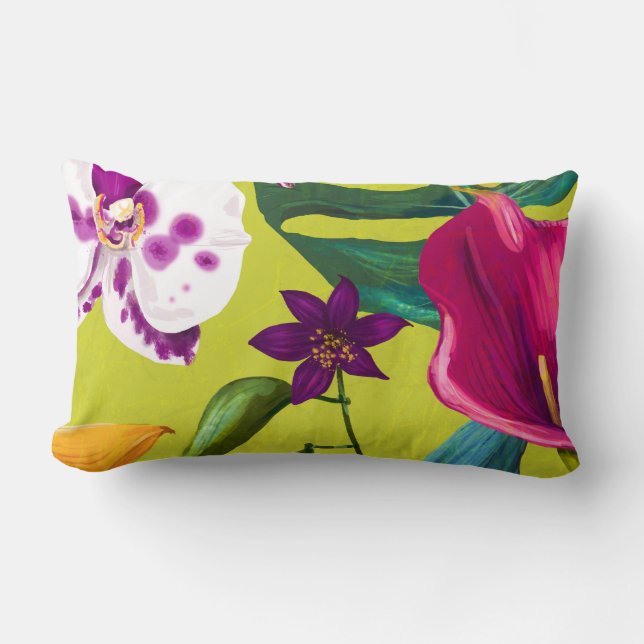 Cojín Lumbar Vintage Tropical Flower Lumbar Pillow (Anverso)