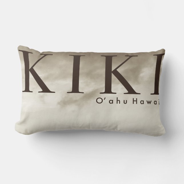 Cojín Lumbar Vintage Waikiki Hawaiian Palm (Anverso)