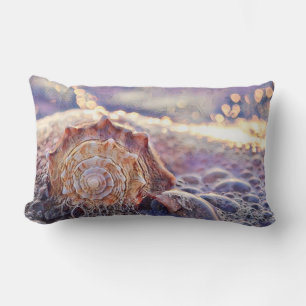 Cojín Lumbar Vintage Watercolor Purple Pink Seashell