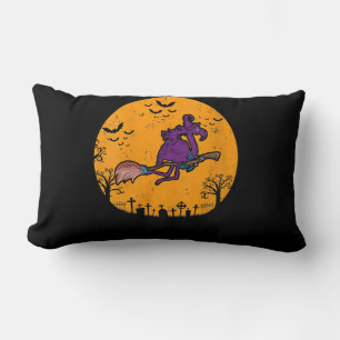 Cojín Lumbar Vintage Witch Flamingo Costume Halloween