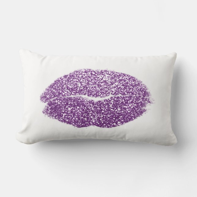 Cojín Lumbar Violet Purple Lips Purpurina Plum White Makeup Kis (Anverso)