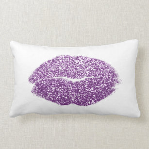 Cojín Lumbar Violet Purple Lips Purpurina Plum White Makeup Kis