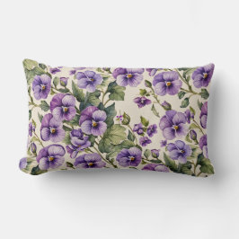 Cojín Lumbar Violetas moradas en blanco