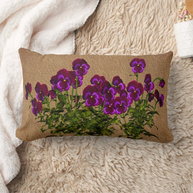 Cojín Lumbar Violets Floral Art (Manta)