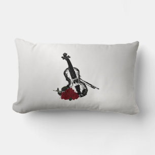 Cojín Lumbar Violín y Rosas Plata