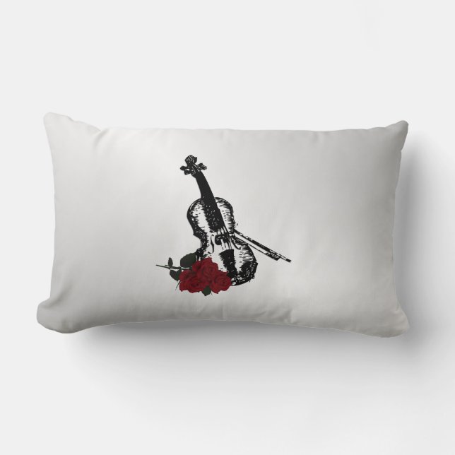Cojín Lumbar Violín y Rosas Plata (Anverso)