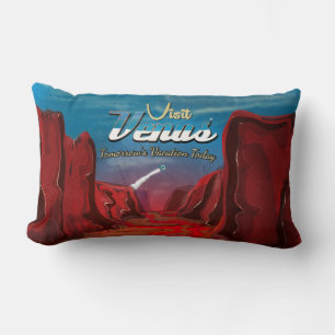 Cojín Lumbar Visita el cartel vintage de Venus