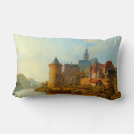 Cojín Lumbar Vista de un pueblo holandés a lo largo del río Rin