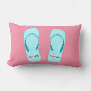 Cojín Lumbar Volteado Turquesa Flip Flops Pilar Lumbar Rosa