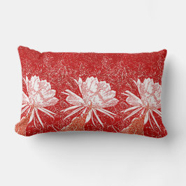 Cojín Lumbar WaterColor Bramha Lotus Red Floral Artwork