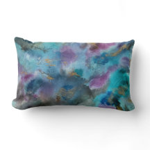 Watercolor de oro morado azul oceánico Abstrato ar