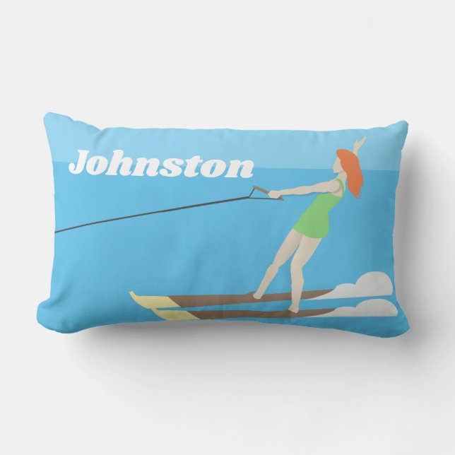 Cojín Lumbar Waterski de estilo vintage (Anverso)