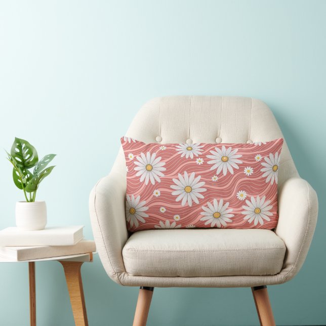 Cojín Lumbar Wavy Pink Daisies  (Silla)