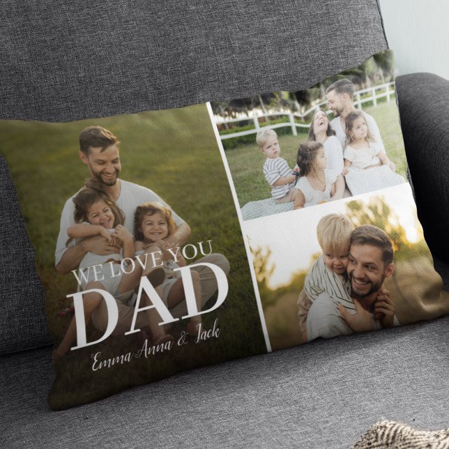 Cojín Lumbar We Love You Dad 3 Photo Collage Lumbar Pillow (Subido por el creador)