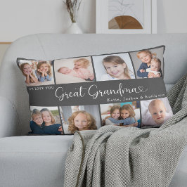 Cojín Lumbar We Love You Great Grandma Photo Collage Heart