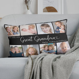 Cojín Lumbar We Love You Great Grandma Photo Collage Heart
