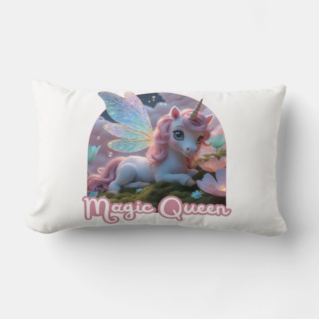 Cojín Lumbar Weißes Einhorn - Magic Queen Lendenkissen (Anverso)