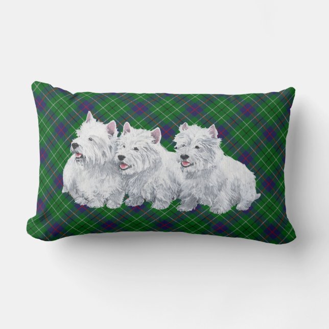 Cojín Lumbar Westie on Tartán PILLOW (Anverso)
