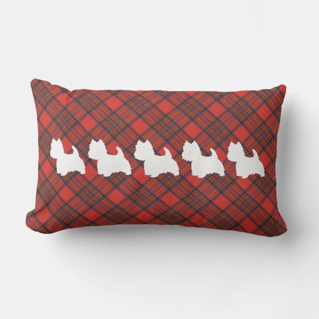 Cojín Lumbar Westie on Tartán PILLOW (Anverso)
