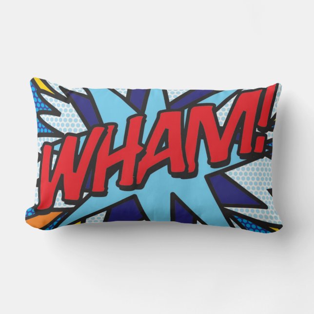 Cojín Lumbar WHAM KA-POW Divertido Moderno Genial Libro Cómic (Anverso)