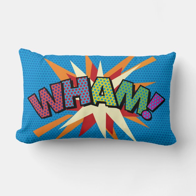 Cojín Lumbar WHAM ZAP Funny Moderno Guay Comic Book Pop Art (Anverso)