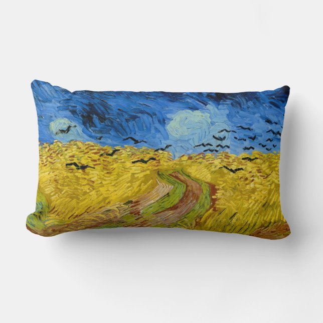 Cojín Lumbar Wheatfield with crows - Vincent Van Gogh (1890) (Anverso)