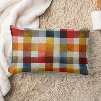 Cojín Lumbar Whimsical Farmhouse Watercolor Plaid