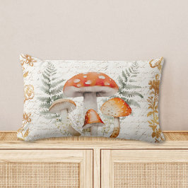 Cojín Lumbar Whimsical Forest Mushroom Vintage Farmhouse