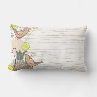 Cojín Lumbar Whimsical Pink Sweet Birds Floral Garden Cushion