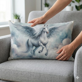 Cojín Lumbar White Pegasus Wings Soft Blue Sky Dreamscape