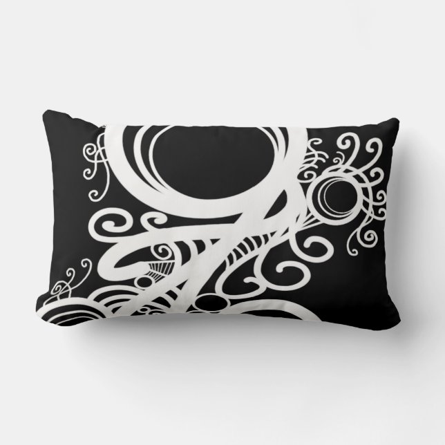 Cojín Lumbar White Swirls Art Nouveau (Anverso)