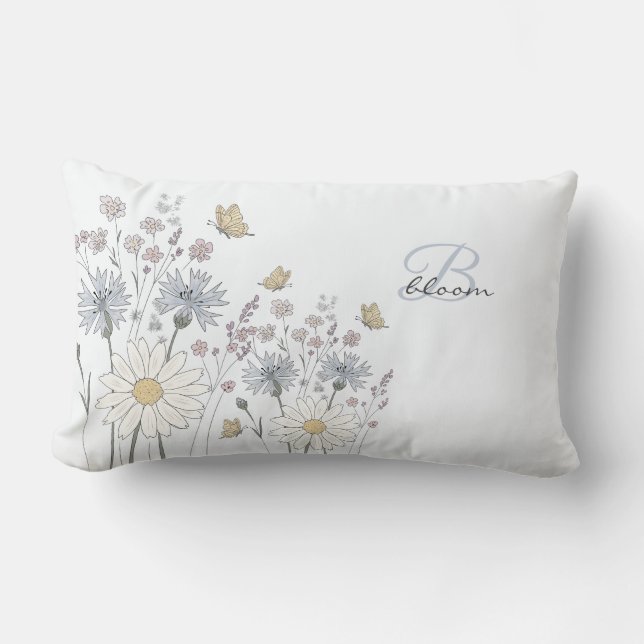 Cojín Lumbar Wildflowers and butterfly (Anverso)