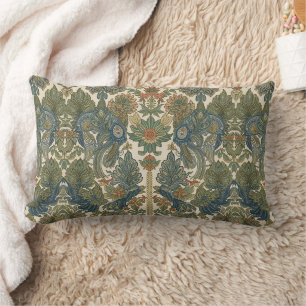 Cojín Lumbar William Morris El Pavo Real Arte Nouveau Vintage