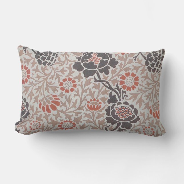 Cojín Lumbar William Morris Grafton Diseño de Arte Botánico (Anverso)