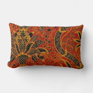 Cojín Lumbar William Morris India Rojo Floral Vintage Clásico