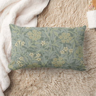 Cojín Lumbar William Morris Jasmine Azul Arte Botánico Verde