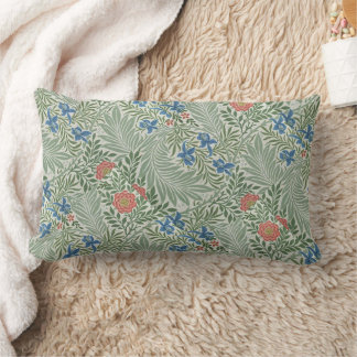 Cojín Lumbar William Morris Larkspur Azul rosa verde floral