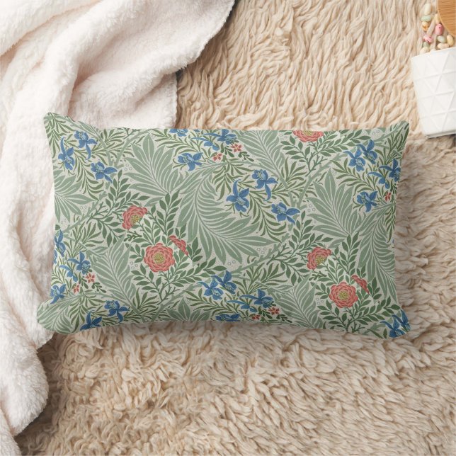 Cojín Lumbar William Morris Larkspur Azul rosa verde floral (Manta)