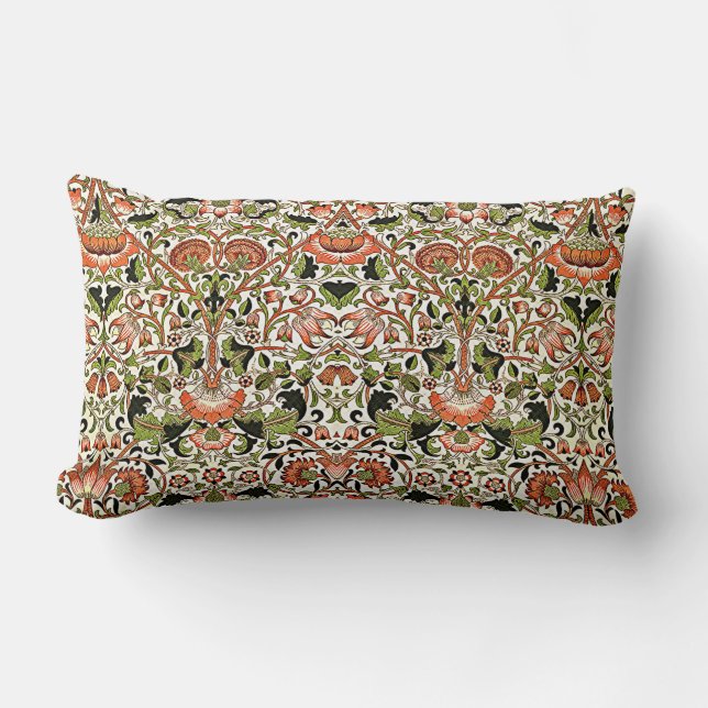 Cojín Lumbar William Morris Lodden Foliage Green Pink (Anverso)