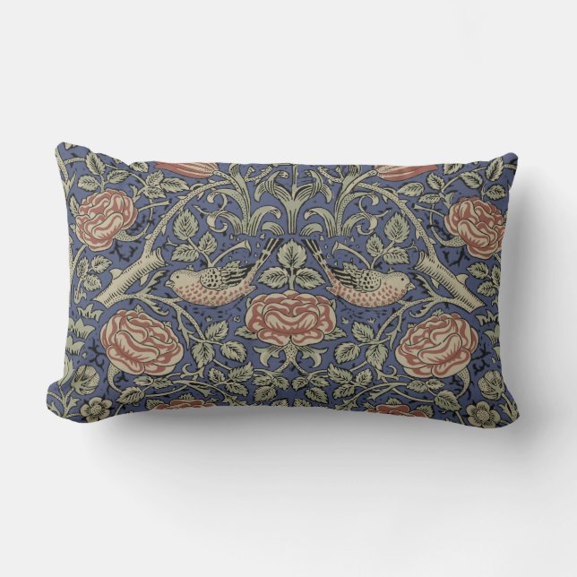Cojín Lumbar William Morris Tudor Rosa Wallpaper (Anverso)