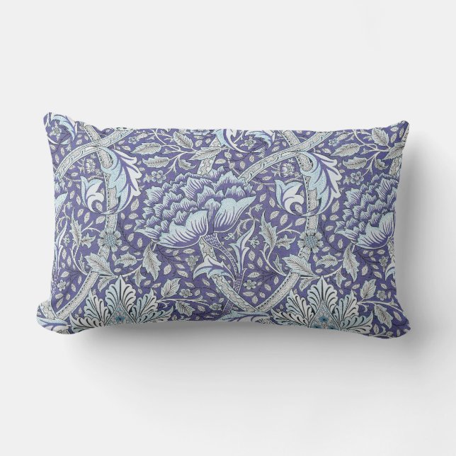 Cojín Lumbar William Morris Windrush flores azules florales (Anverso)