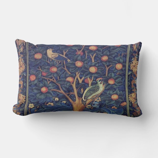 Cojín Lumbar William Morris Woodpecker Tapestry Arts & Crafts (Anverso)