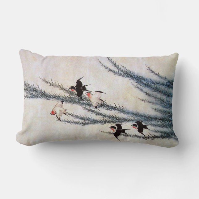 Cojín Lumbar Willow y Swallow, Hokusai (Anverso)
