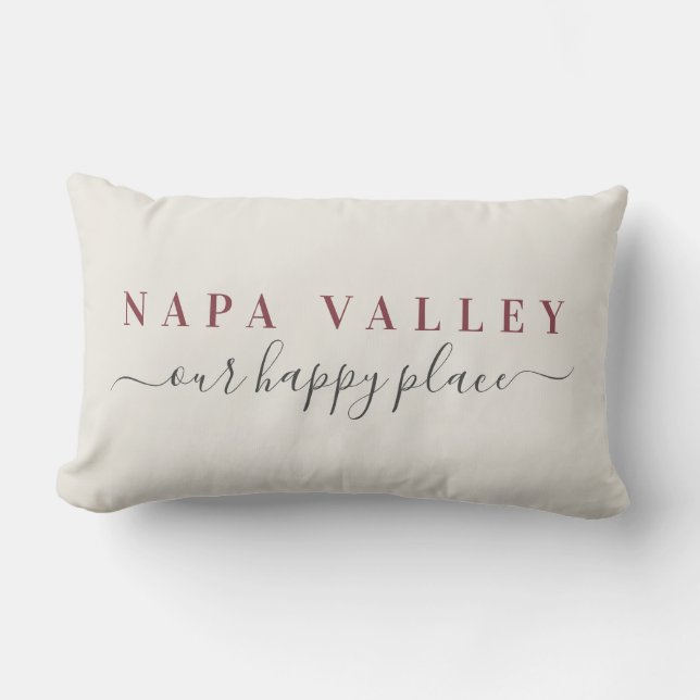 Cojín Lumbar Wine Napa Valley Happy Place Lumbar Pillow (Anverso)