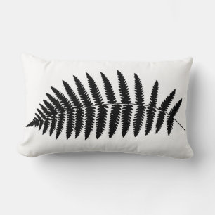 Cojín Lumbar Woodland Fern 2, negro y blanco