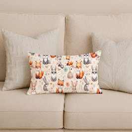 Cojín Lumbar Woodland Fox Bunny Watercolor Nursery Lumbar Pillo