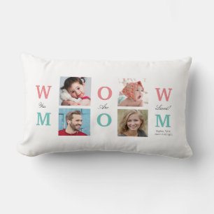 Cojín Lumbar “Wow Mamá” Te Quieren, Tus 4 Fotos Personaliza