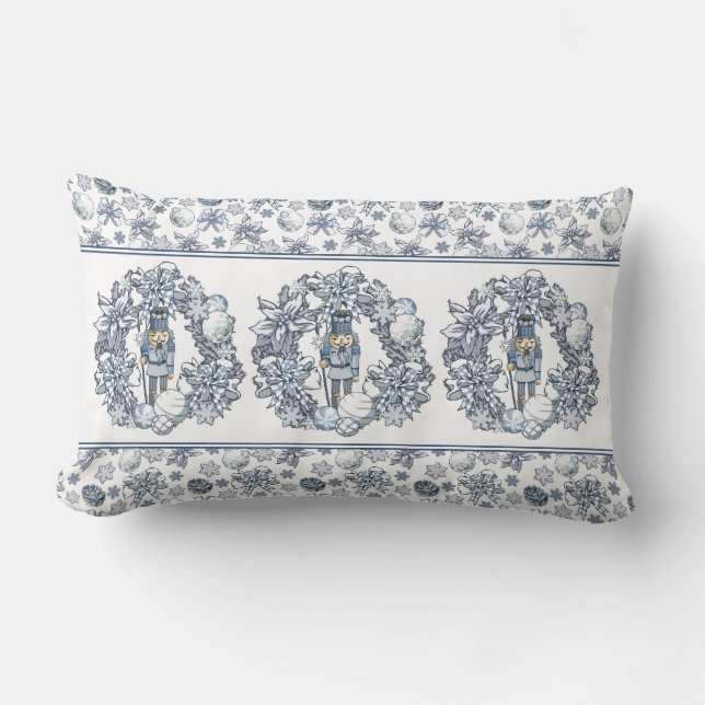 Cojín Lumbar Wreath de petardos Navidades blancos (Anverso)